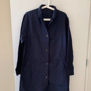 Uniqlo Navy Long Linen Coat